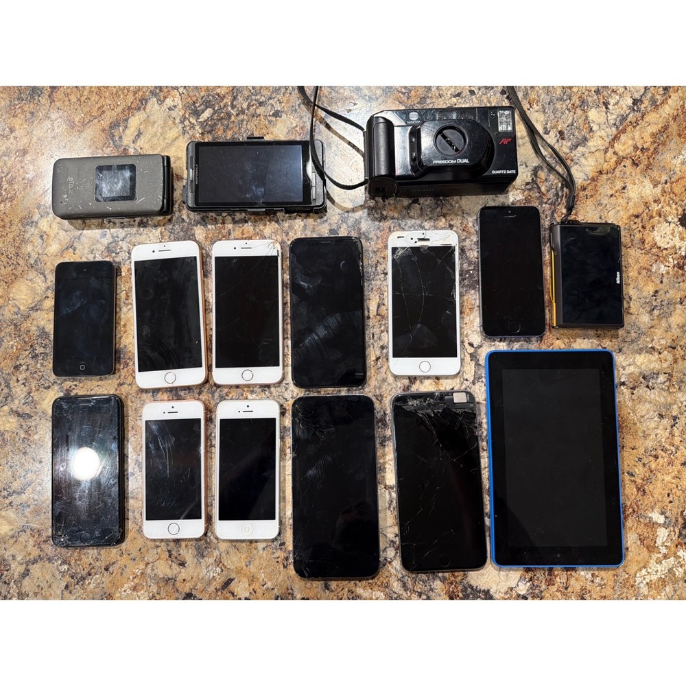 Apple iPhone Lot 13 Pro Max X 8 7 SE Ipod Nikon coolpix s80 Works Vintage tech